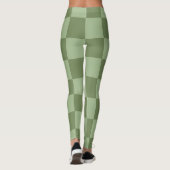 Minimalist Sage Green Checkerboard Pattern レギンス (裏面)