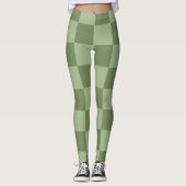 Minimalist Sage Green Checkerboard Pattern レギンス (正面)