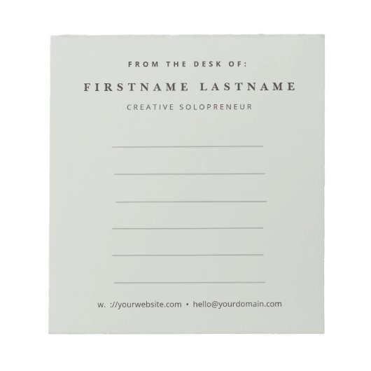 Minimalist Sage Green Corporate Custom Name ノートパッド (正面)