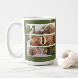 Minimalist Sage Green Custom Photo Mom Keepsake コーヒーマグカップ