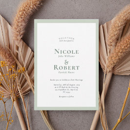 Minimalist Sage Green Elegant Wedding Invitation 招待状