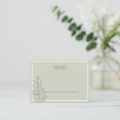 Minimalist sage green fine line eucalyptus wedding プレイスカード (スタンド正面)