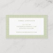 Minimalist Sage Green Gingham Plaid 名刺 (裏面)