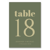 Minimalist Sage Green Gold Simple Wedding Seating テーブルナンバー (裏面)