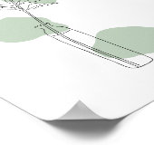 Minimalist  Sage Green Leaves Line Art  ポスター (角)