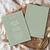 Minimalist Sage Green Modern Elegant Wedding 招待状