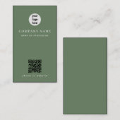 Minimalist Sage Green QR Code  名刺 (正面/裏面)