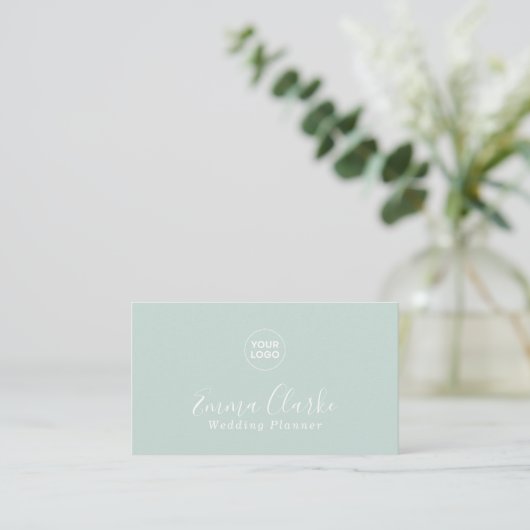Minimalist Sage Green Scan Code Business Card 名刺 (スタンド正面)