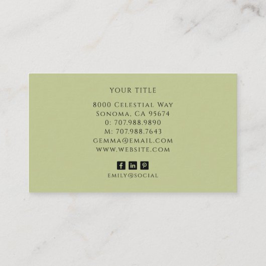 Minimalist Sage Green Script Monogram Name  名刺 (裏面)
