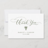 Minimalist Sage Green Script Simple Wedding サンキューカード (正面)