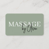 Minimalist Sage Green Spa Massage QR Code 名刺 (正面)