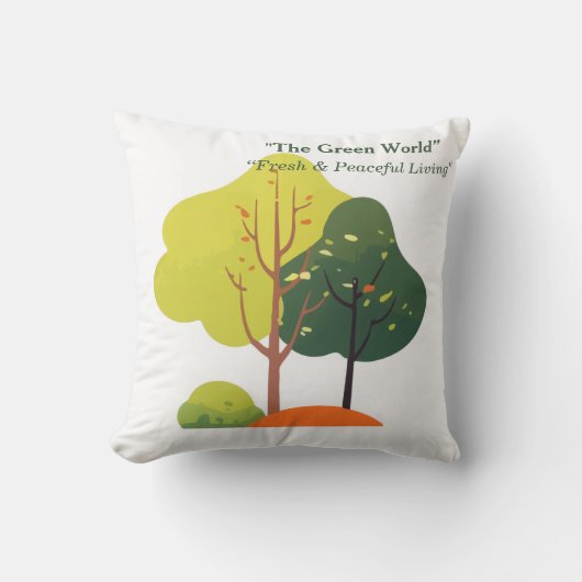 Minimalist Sage Green Tree Pillow Cover  クッション (正面)