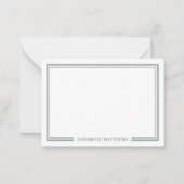Minimalist Sage Green Two Border Monogram ノートカード (正面)