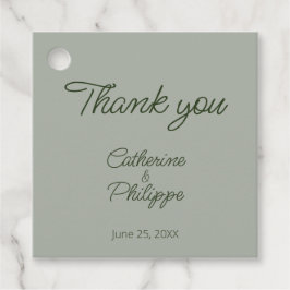 Minimalist Sage Green Wedding Favor Tags フェイバータグ