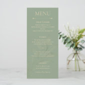 Minimalist Sage Green Wedding Menu Card メニュー (スタンド正面)