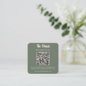 Minimalist Sage Green Wedding QR Code Enclosure スクエア名刺 (スタンド正面)