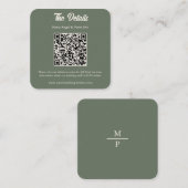 Minimalist Sage Green Wedding QR Code Enclosure スクエア名刺 (正面/裏面)