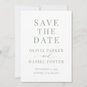 Minimalist Sage Green Wedding Save the Date セーブザデート (正面)