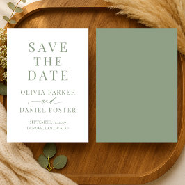 Minimalist Sage Green Wedding Save the Date セーブザデート