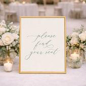 Minimalist Sage Green Wedding Seating Sign ポスター