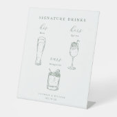 Minimalist Sage Green Wedding Signature Drinks 台座サイン (正面)