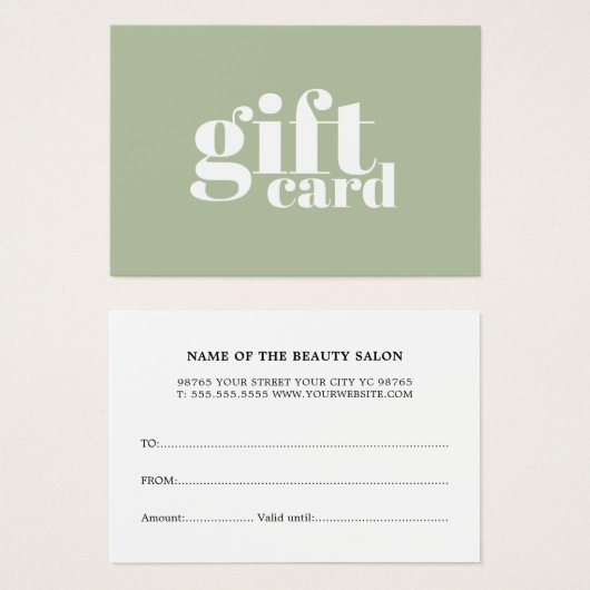 Minimalist Sage Green White Salon (正面&裏面)