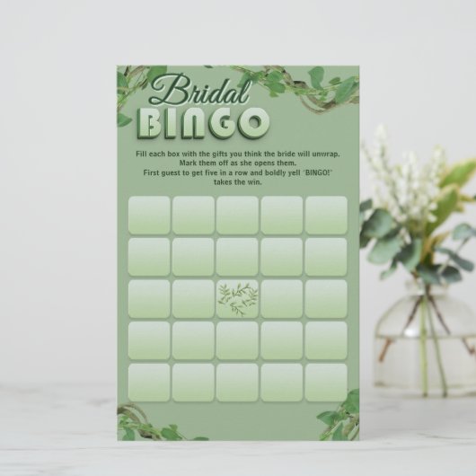 Minimalist Sage Greenery Bridal Shower Bingo Game  (スタンド正面)