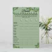 Minimalist Sage Greenery Scattergories Bridal Game (スタンド正面)