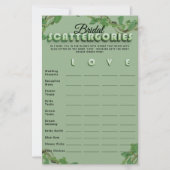 Minimalist Sage Greenery Scattergories Bridal Game (正面)