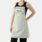 Minimalist Sage Stripe & Daisy Apron エプロン (インサイチュ)