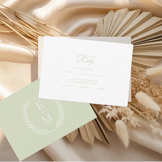 Minimalist Sage Wedding RSVP Cards