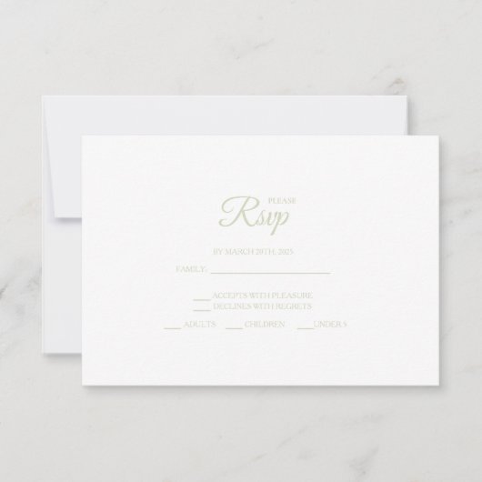 Minimalist Sage Wedding RSVP Cards (正面)