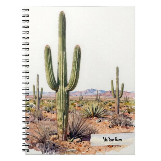 Minimalist Saguaro Cactus Notebook Journal ノートブック (正面)