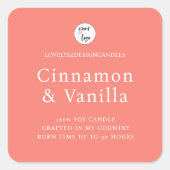 Minimalist Salmon Candle Product Label スクエアシール (正面)