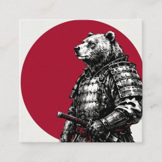 Minimalist Samurai Grizzly Bear Business Card スクエア名刺