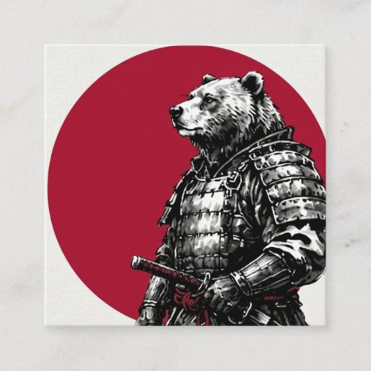 Minimalist Samurai Grizzly Bear Business Card スクエア名刺 (正面)