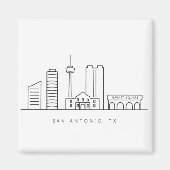 Minimalist San Antonio Skyline Line Art マグネット (正面)