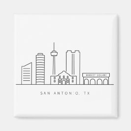 Minimalist San Antonio Skyline Line Art マグネット
