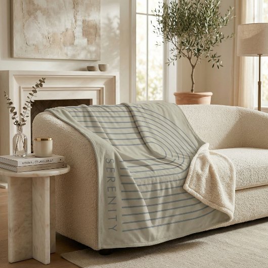 Minimalist Sand Grey Arch Line Art Quiet Luxury  フリースブランケット