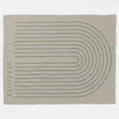 Minimalist Sand Grey Arch Line Art Quiet Luxury  フリースブランケット (正面(横))