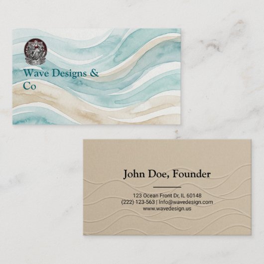 Minimalist Sand & Wave Business Card Design 名刺 (正面/裏面)