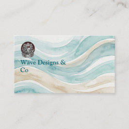 Minimalist Sand & Wave Business Card Design 名刺