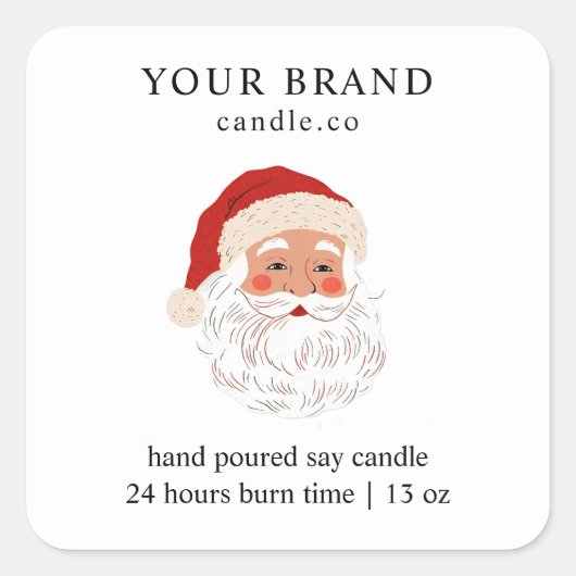 Minimalist Santa Christmas Candle スクエアシール (正面)