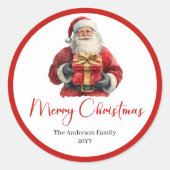 Minimalist Santa Claus Modern Christmas Label ラウンドシール (正面)