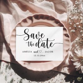 Minimalist Save the Date Black & White Postcard ポストカード