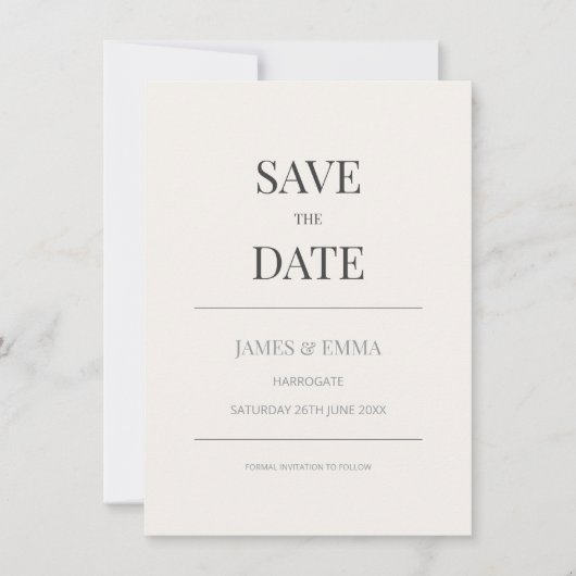 Minimalist Save the Date Card | ウォームアイボリー (正面)