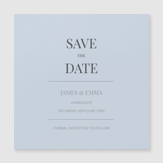 Minimalist Save the Date Card | ダスキーブルー (正面)