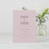 Minimalist Save the Date Card Dusky Rose (スタンド正面)