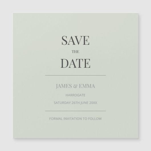 Minimalist Save the Date Card | Pale Sage Green (正面)