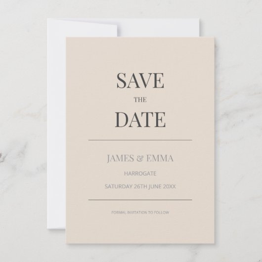 Minimalist Save the Date Card Soft Latte (正面)